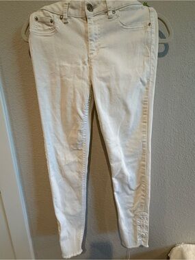 Lascana White Skinny Crop Jeans Frayed Hem - Size 6/38